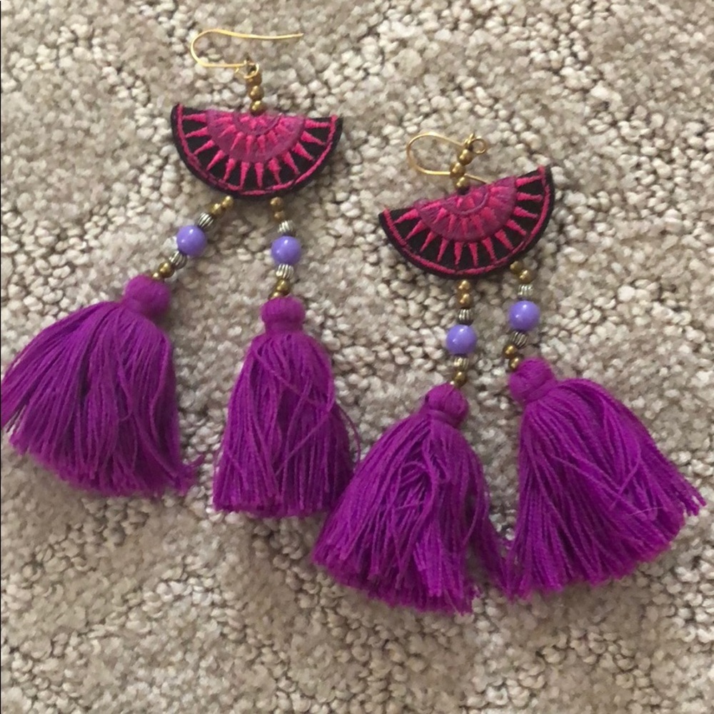 Purple Tassel Earrings